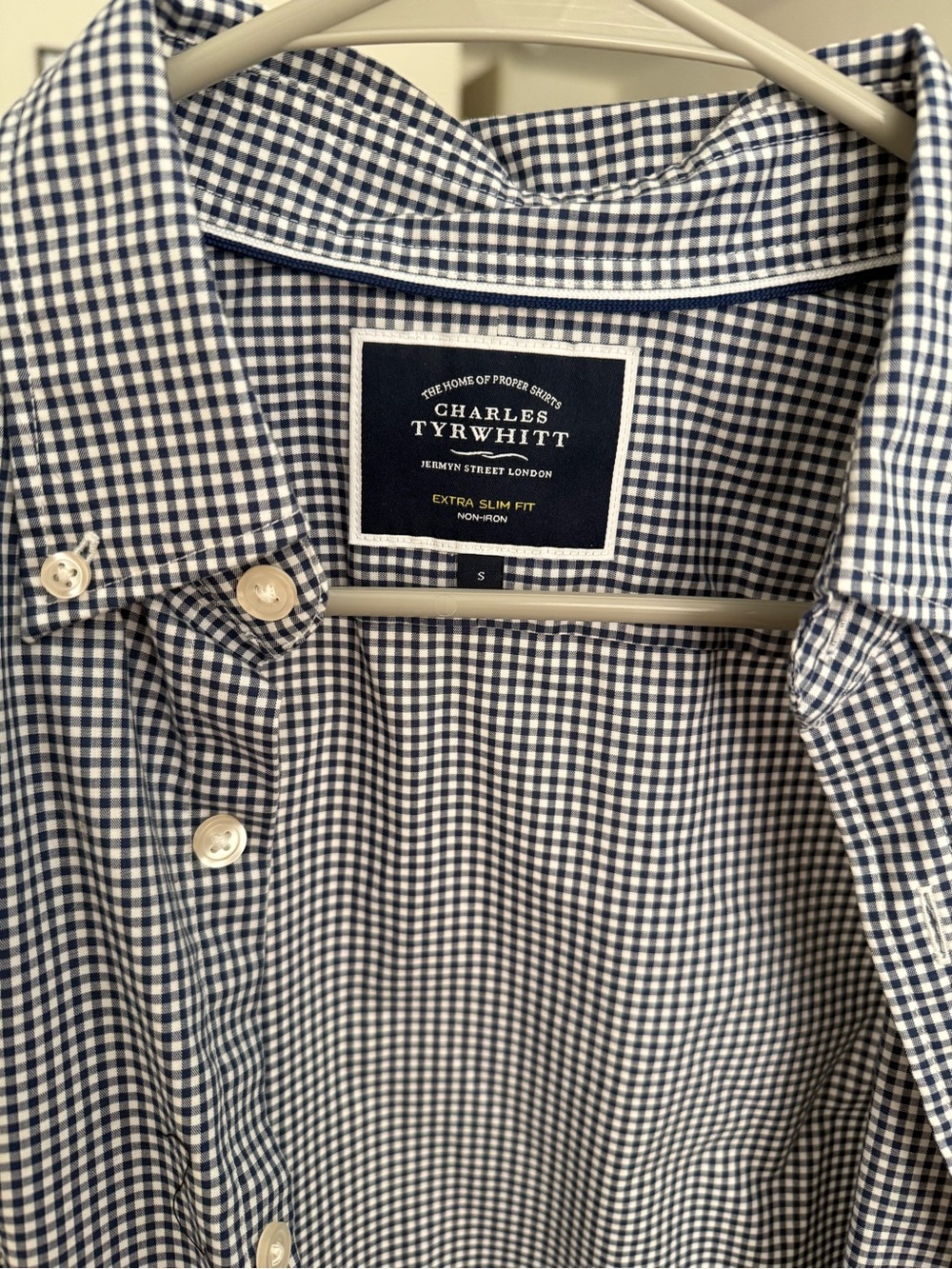 Charles Tyrwhitt Navy and White Gingham Dress Shirt